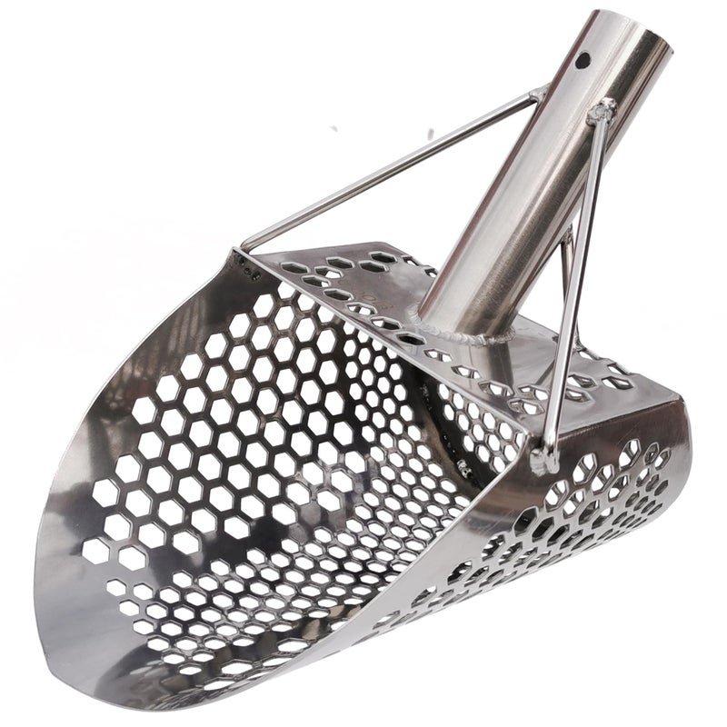 CooB Sand Scoop Shovel Metal Detector Monstrik V1, Sand Scoops Treasure Detecting, Metal Detector Hunting Tool, Stainless Steel, Mixed Hexahedron Holes - Image 1